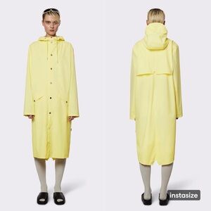 RAINS NWT Yellow Hooded Long Unisex Raincoat Size M